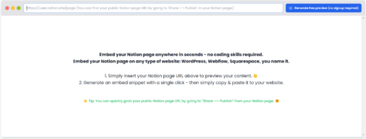 Embed notion page on website